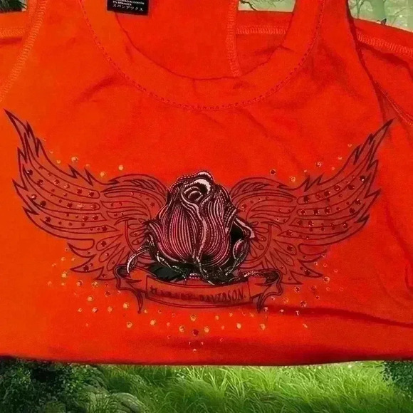 Harley-Davidson Orange Racerback Gem Tank - Picture 6 of 8